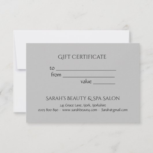 Einfache rustikale Graukunst - Geschenkgutschein (Rückseite)