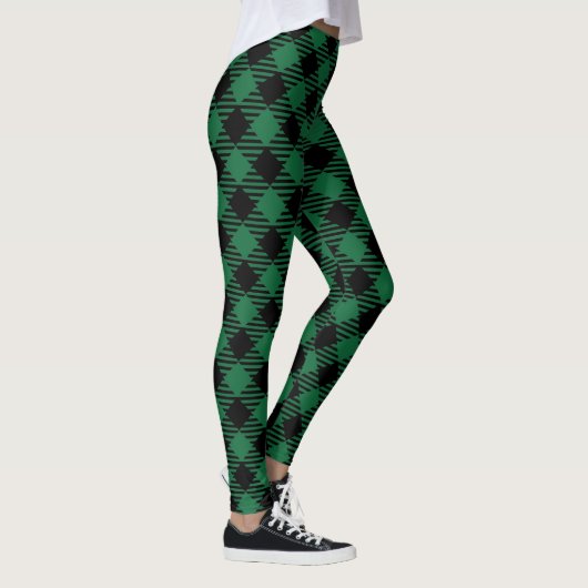 Einfache rustikale grüne Karierte Leggings (Rechts)