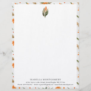 Einfache Rustikale Grünpflanzen Blumen Monogramm Briefbogen