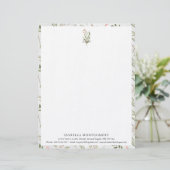 Einfache rustikale Grünpflanzen | Monogramm-Briefk Briefbogen (Stehend Vorderseite)