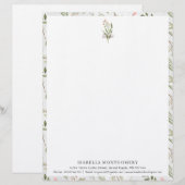 Einfache rustikale Grünpflanzen | Monogramm-Briefk Briefbogen (Vorne/Hinten)