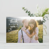 Einfache rustikale Handschrift Hochzeit Foto Viele Dankeskarte (Stehend Vorderseite)