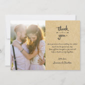 Einfache rustikale Handschrift Hochzeit Foto Viele Dankeskarte (Rückseite)