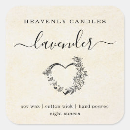 Einfache rustikale, hausgemachte Kerzen-Aufkleber Quadratischer Aufkleber