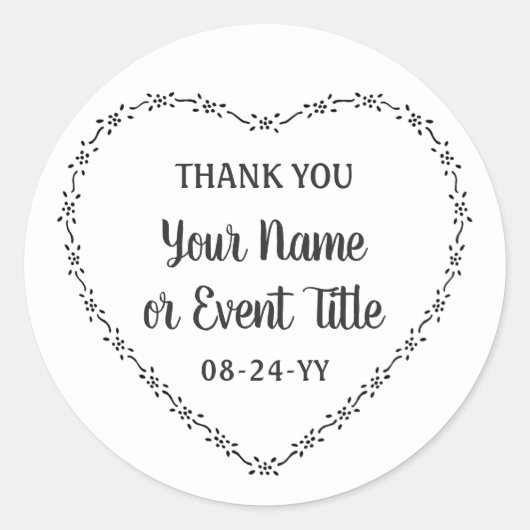 Einfache Rustikale Herzblumenzeremonie Runder Aufkleber (Vorderseite)