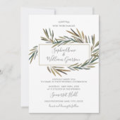 Einfache rustikale Hochzeit Botanische Wasserfarbe Einladung (Vorderseite)