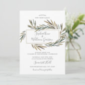 Einfache rustikale Hochzeit Botanische Wasserfarbe Einladung (Stehend Vorderseite)