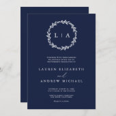 Einfache rustikale Hochzeit der Navy Einladung (Vorne/Hinten)