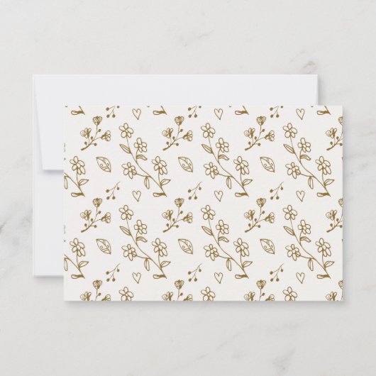 Einfache Rustikale Hochzeitkarte für RSVP - Blumen (Rückseite)