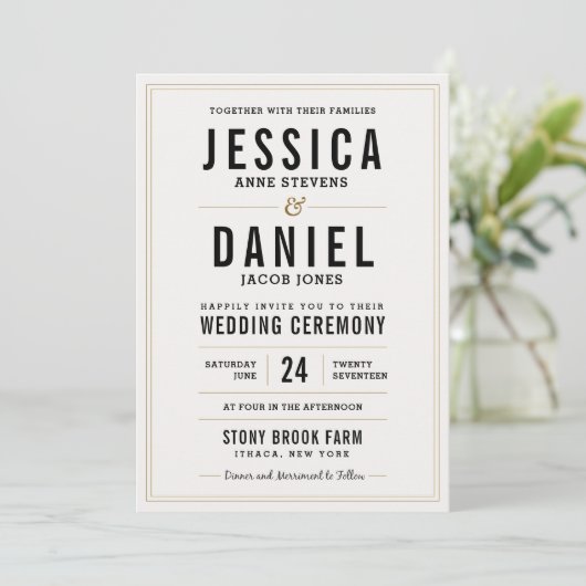 Einfache rustikale Hochzeitseinladung Einladung (Stehend Vorderseite)