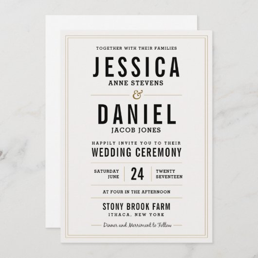 Einfache rustikale Hochzeitseinladung Einladung (Vorne/Hinten)