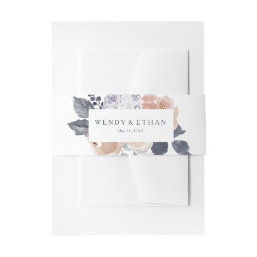 Einfache Rustikale Hochzeitsfeier mit Blütenband Einladungsbanderole (Vorderseite Beispiel)