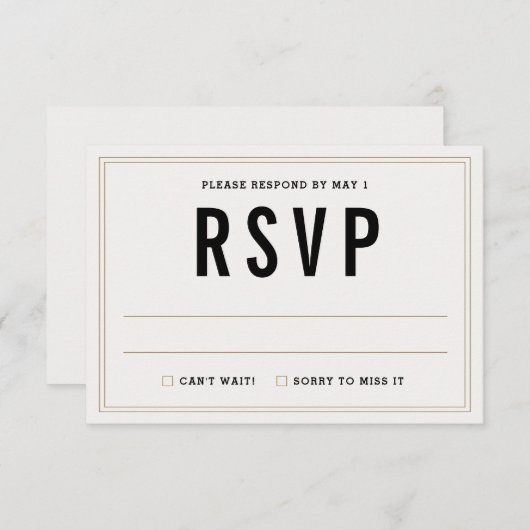 Einfache Rustikale Hochzeitskarte für RSVP (Vorne/Hinten)