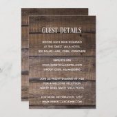 Einfache rustikale Holz-Hochzeitskarte Begleitkarte (Vorne/Hinten)