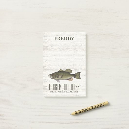 Einfache rustikale Holz Natur Fischer Custom Bass Post-it Klebezettel (Auf Schreibtisch)