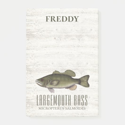 Einfache rustikale Holz Natur Fischer Custom Bass Post-it Klebezettel (Vorderseite)