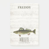 Einfache rustikale Holz Natur Fischer Walleye Cust Post-it Klebezettel (Vorderseite)