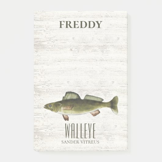 Einfache rustikale Holz Natur Fischer Walleye Cust Post-it Klebezettel (Vorderseite)