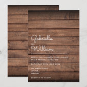 Einfache rustikale Holzhochzeit Einladung (Vorne/Hinten)