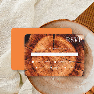 Einfache rustikale Holzscheibe Holzkorn Hochzeit RSVP Karte