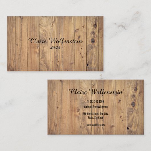 Einfache rustikale Holzwirkung Visitenkarte (Vorne/Hinten)