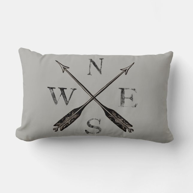 Einfache rustikale Kompassdekoration Lendenkissen (Vorderseite)