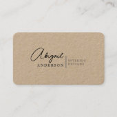 Einfache rustikale Kraft-Beruflich-Schwarz-Signatu Visitenkarte (Vorderseite)