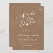 Einfache rustikale Kraft-Hintergrund Save the Date Einladung (Vorne/Hinten)