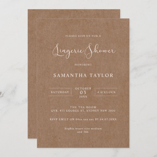 Einfache Rustikale Kraft-Lebie-Dusche Einladung (Vorne/Hinten)