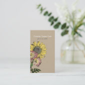 Einfache Rustikale Kraft Papier Sonnenblumenkarte Visitenkarte (Stehend Vorderseite)