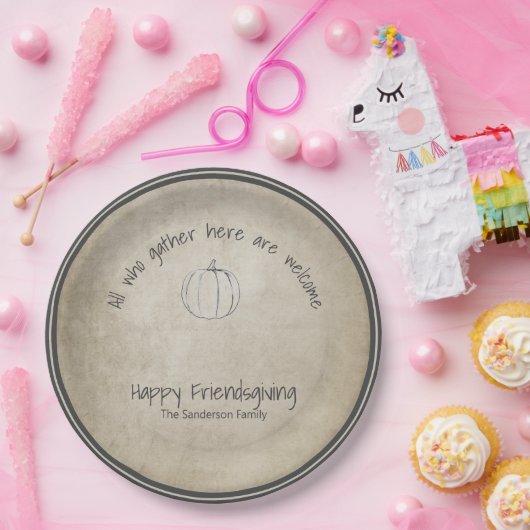 Einfache rustikale Kürbis Freundlichkeit handschri Pappteller (Party)