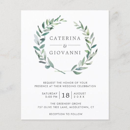 Einfache Rustikale Landschaft Budget Einladung Hoc (Vorderseite)