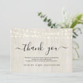 Einfache rustikale Lichter auf hellem Holz Dankeskarte (Stehend Vorderseite)