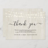 Einfache rustikale Lichter auf hellem Holz Dankeskarte (Vorne/Hinten)