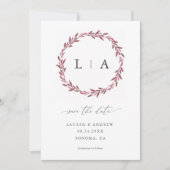 Einfache rustikale Mauve Moderne Vegetation Save t Save The Date (Vorderseite)