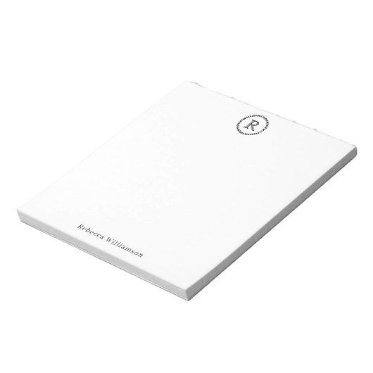 Einfache rustikale, moderne Minimal-Monogramm-Krau Notizblock (Rotiert)