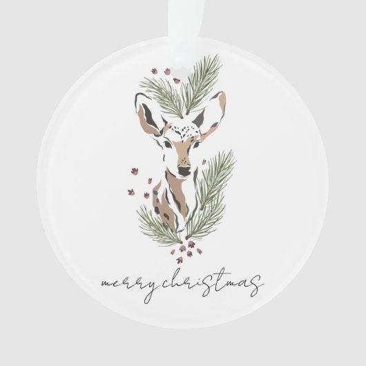 Einfache rustikale, moderne Waldlandschaft Hirschb Ornament (Vorderseite)