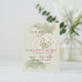 Einfache rustikale Save the Date-Blush Peony Weddi Postkarte (Stehend Vorderseite)