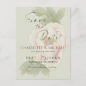 Einfache rustikale Save the Date-Blush Peony Weddi Postkarte (Vorderseite)