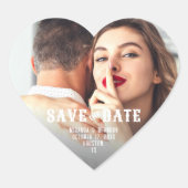 Einfache rustikale Save the Date Foto Gastgeschenk Herz-Aufkleber (Vorderseite)