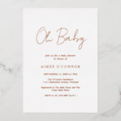 Einfache rustikale Schrift Elegant Baby Shower Ros Folieneinladung (Vorderseite)