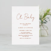 Einfache rustikale Schrift Elegant Baby Shower Ros Folieneinladung (Stehend vorne)