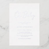 Einfache rustikale Schrift Elegant Baby Shower Sil Folieneinladung (Vorderseite)