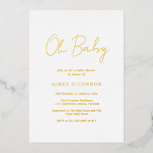 Einfache rustikale Schrift Elegante Babyparty Gold Folieneinladung