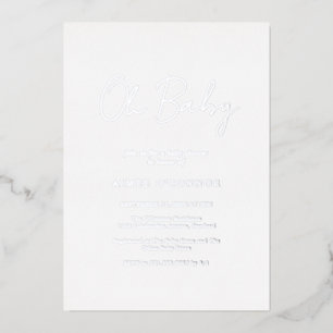 Einfache rustikale Schrift Elegante Babyparty Silb Folieneinladung