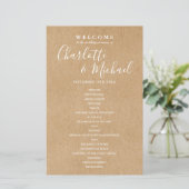 Einfache rustikale Signatur-Script-Hochzeitsprogra (Stehend Vorderseite)