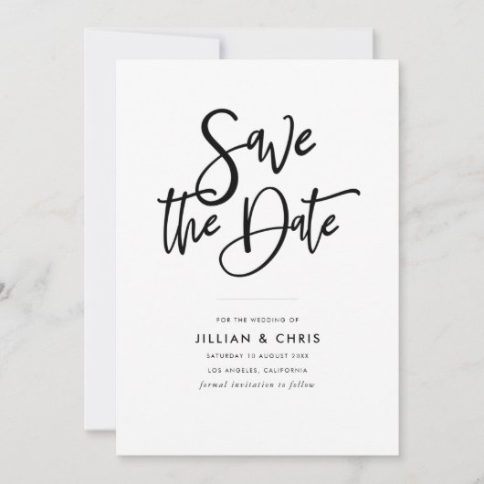 einfache rustikale Skriptkarte Save the Date Einladung (Vorderseite)