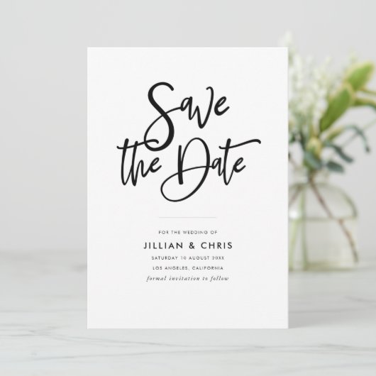 einfache rustikale Skriptkarte Save the Date Einladung (Stehend Vorderseite)