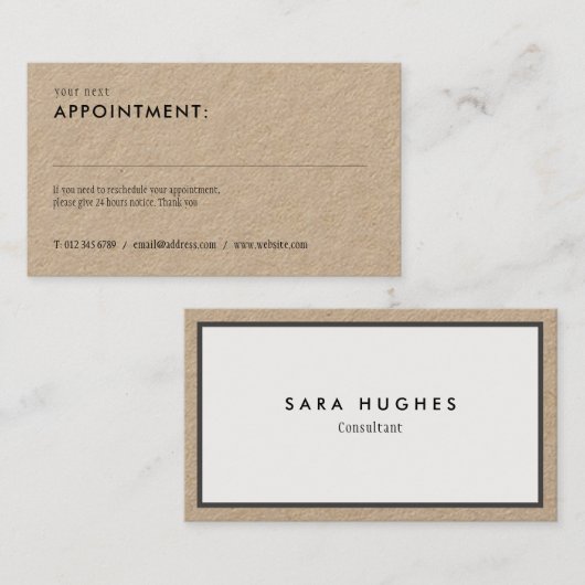 Einfache rustikale Terminkarte Visitenkarte (Vorne/Hinten)
