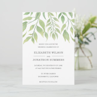Einfache rustikale Vegetation Elegante Hochzeit Einladung
